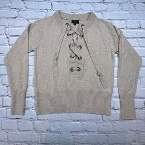J Crew Cashmere Lace-up Sweater Neutral Beige Tan aSize XS SN J0974 A549